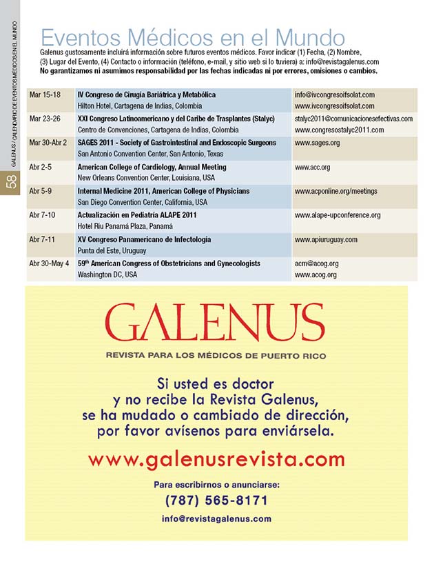 Calendario de eventos médicos en el Mundo 
