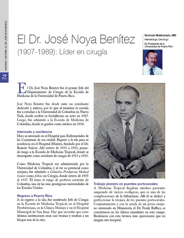 El Dr. José Noya Benítez (1907-1989): Líder en cirugía 