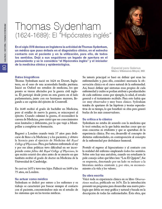 Thomas Sydenham (1624-1689): El “Hipócrates inglés” 