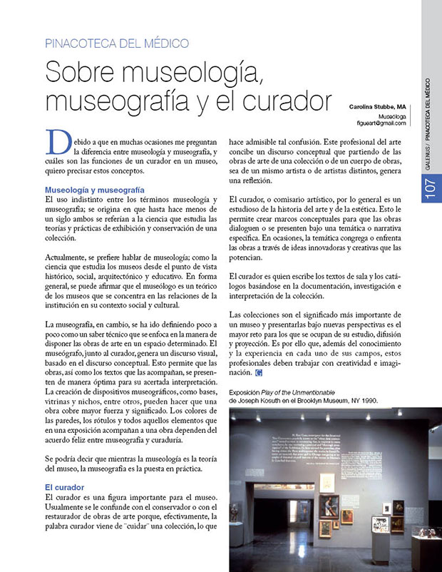 Sobre museología,  museografía y el curador 