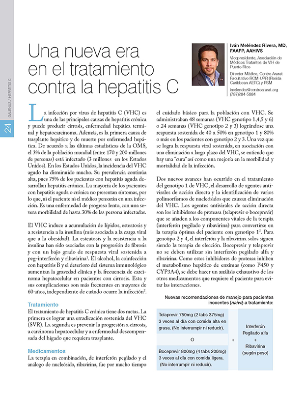 Una nueva era  en el tratamiento  contra la Hepatitis C 