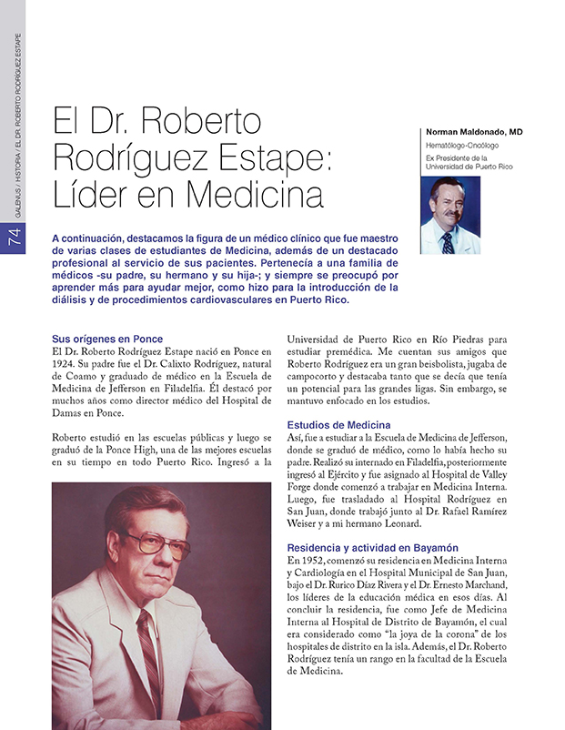 El Dr. Roberto Rodríguez Estape:  Líder en Medicina 