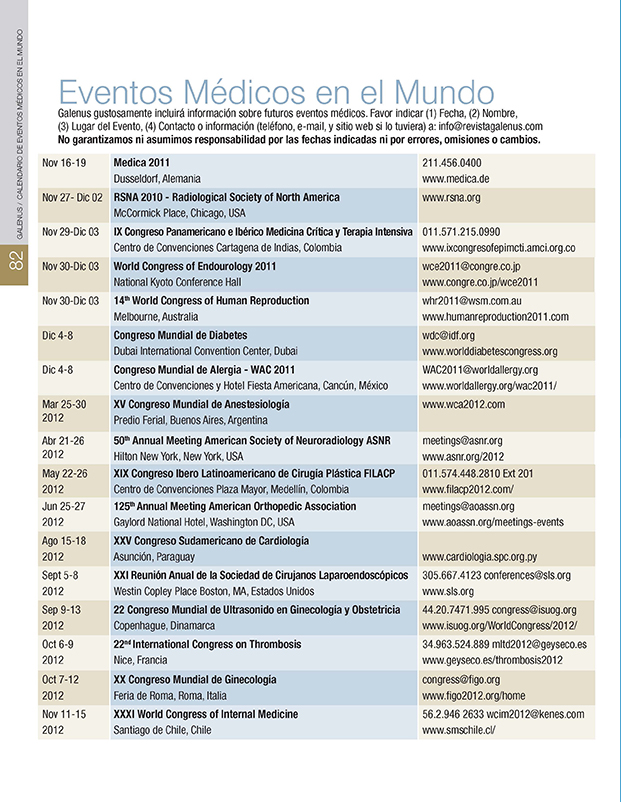 Calendario: Eventos Médicos 