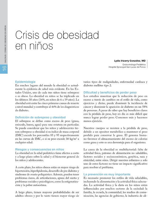 Crisis de obesidad en niños 