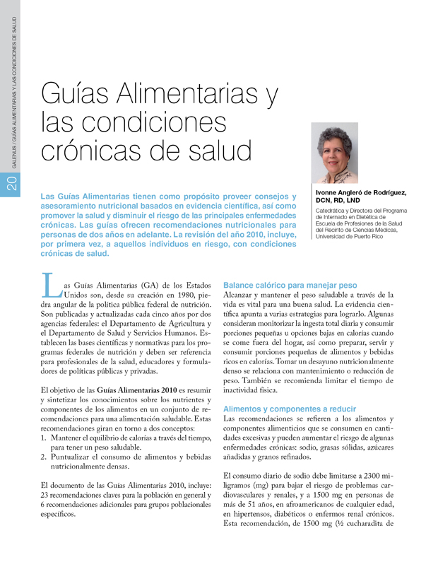 Guías Alimentarias y las condiciones crónicas de salud 