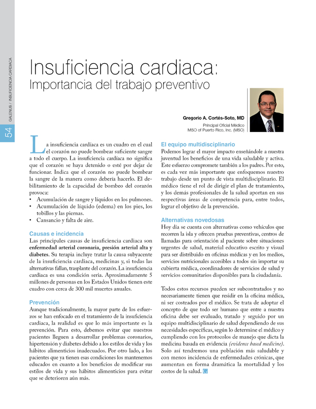 Insuficiencia cardiaca: Importancia del trabajo preventivo 