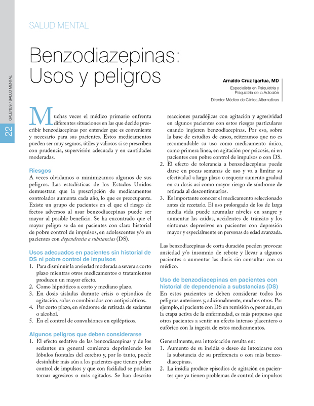 Salud Mental / Benzodiazepinas: Usos y peligros 