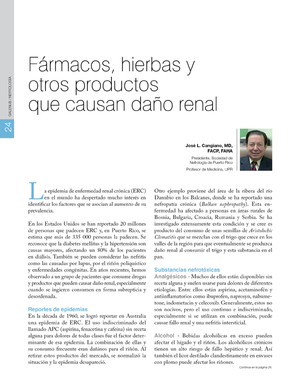 Fármacos, hierbas y otros productos que causan daño renal 