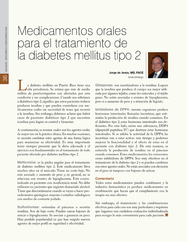 Medicamentos orales para el tratamiento de la diabetes mellitus tipo 2 