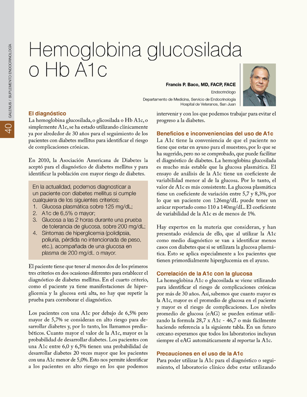 Hemoglobina glucosilada o Hb A1c 