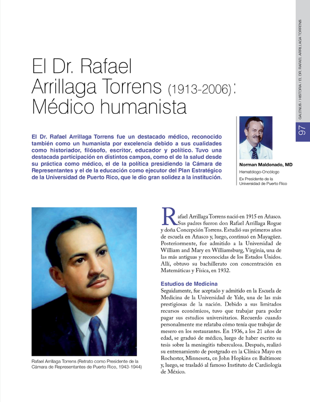 Historia / El Dr. Rafael Arrillaga Torrens (1913-2006): Médico humanista 