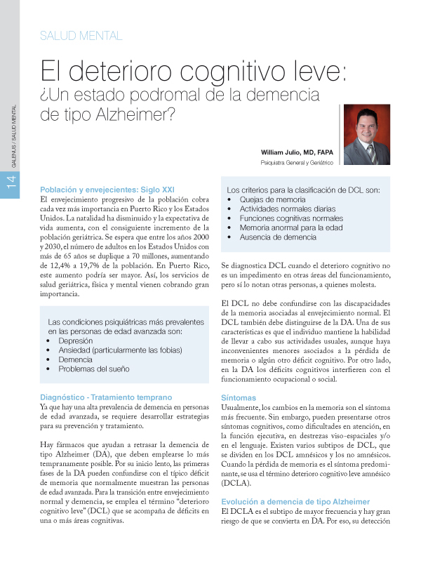 El deterioro cognitivo leve 