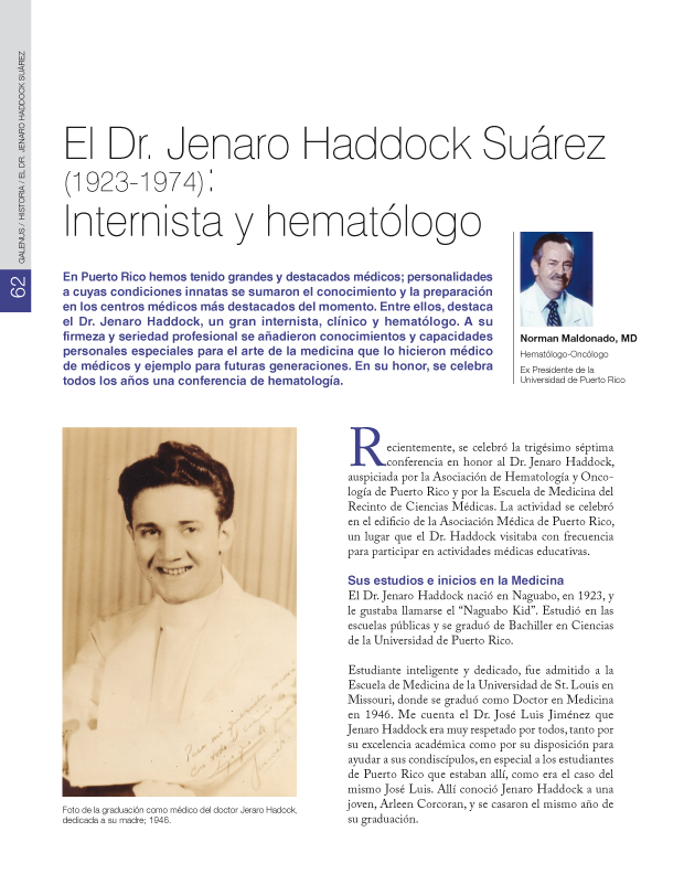 El Dr. Jenaro Haddock Suárez (1923-1974): Internista y hematólogo 