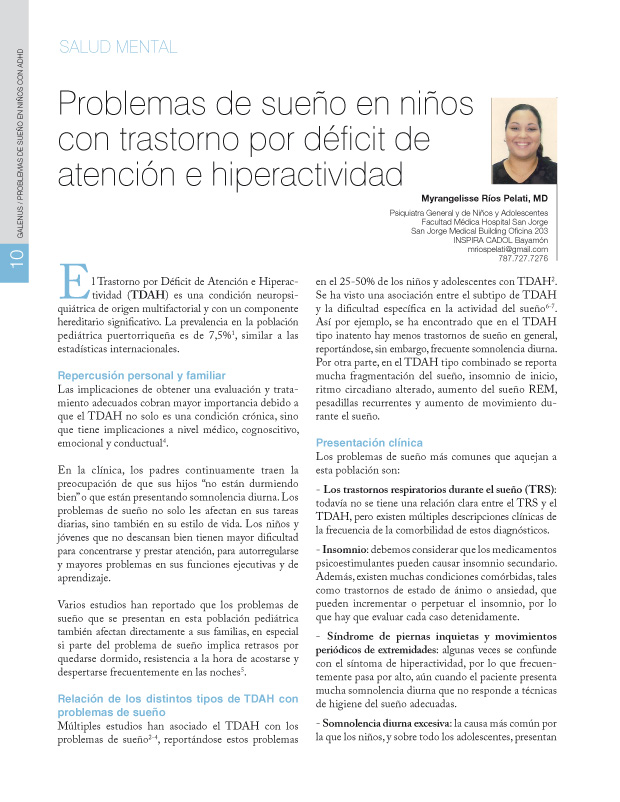 Problemas de sueño en niños con trastorno por déficit de atención e hiperactividad 
