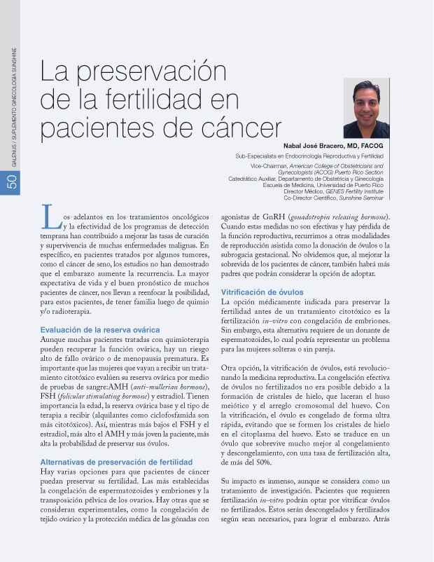 La preservación de la fertilidad en pacientes de cáncer 