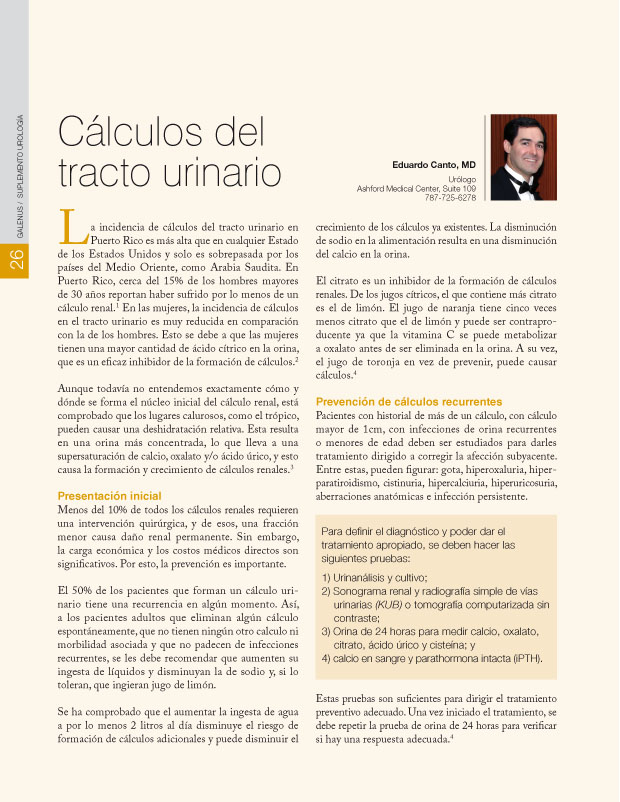 Cálculos del tracto urinario 