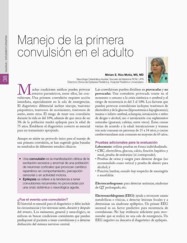 Manejo de la primera convulsión en el adulto 