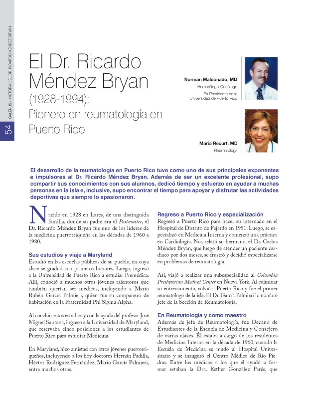 El Dr. Ricardo Méndez Bryan (1928-1994) 