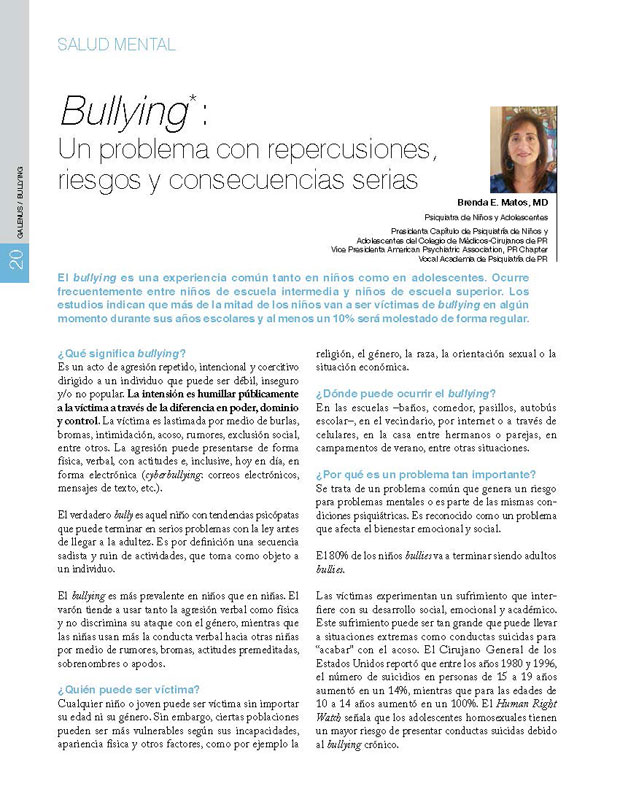 Bullying: Un problema con repercusiones, riesgos y consecuencias serias 