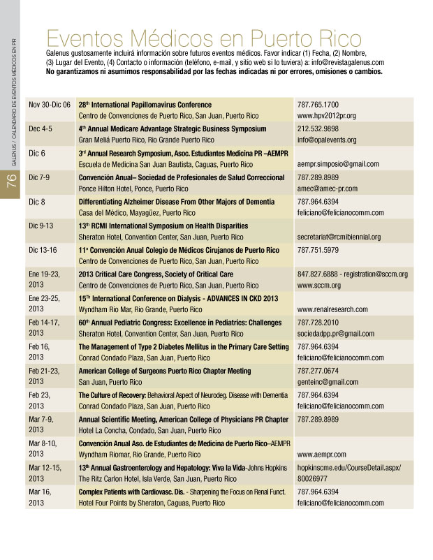 EVENTOS MÈDICOS EN PUERTO RICO 