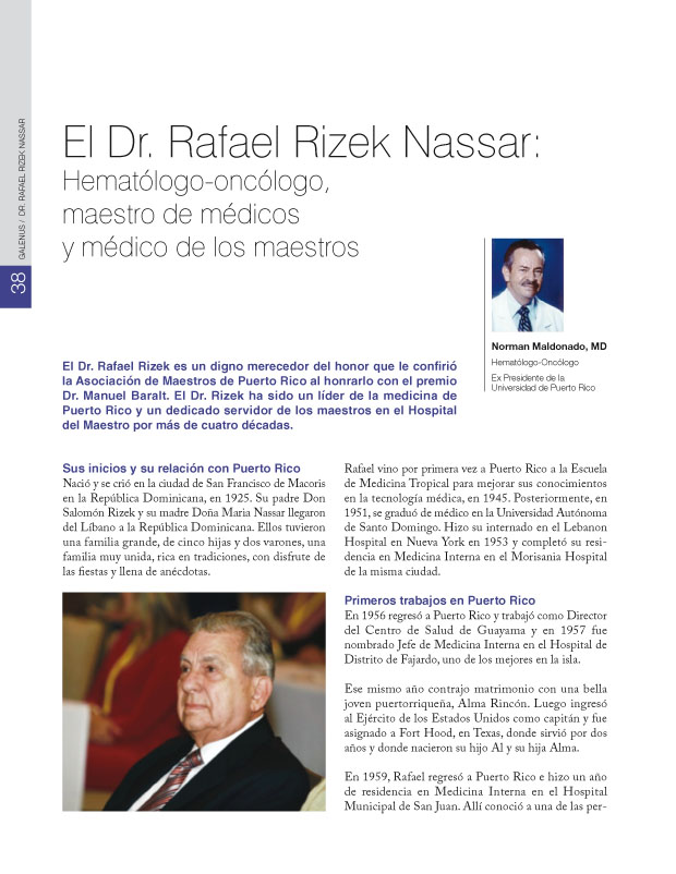 El Dr. Rafael Rizek Nassar 