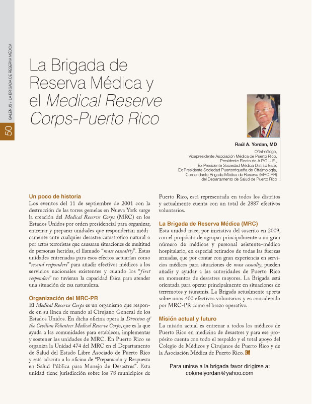 LA BRIGADA DE RESERVA MEDICA  