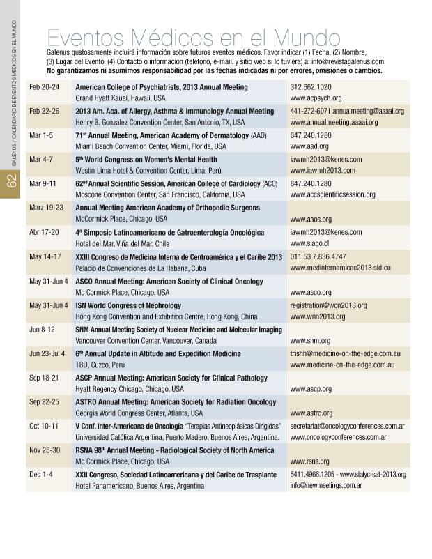 EVENTOS MÉDICOS DEL MUNDO 
