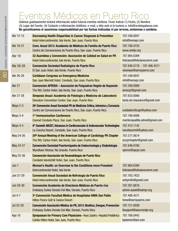 EVENTOS MEDICOS EN PUERTO RICO 