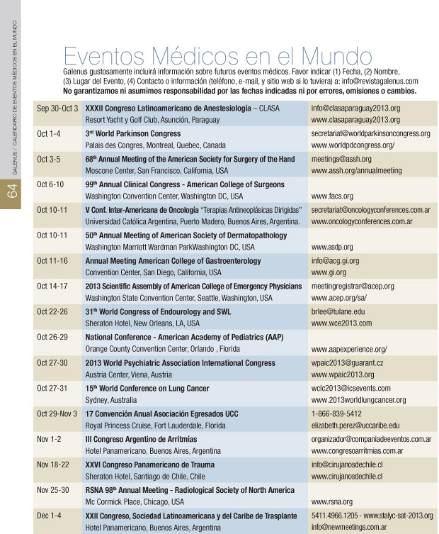 EVENTOS MEDICOS DEL MUNDO  