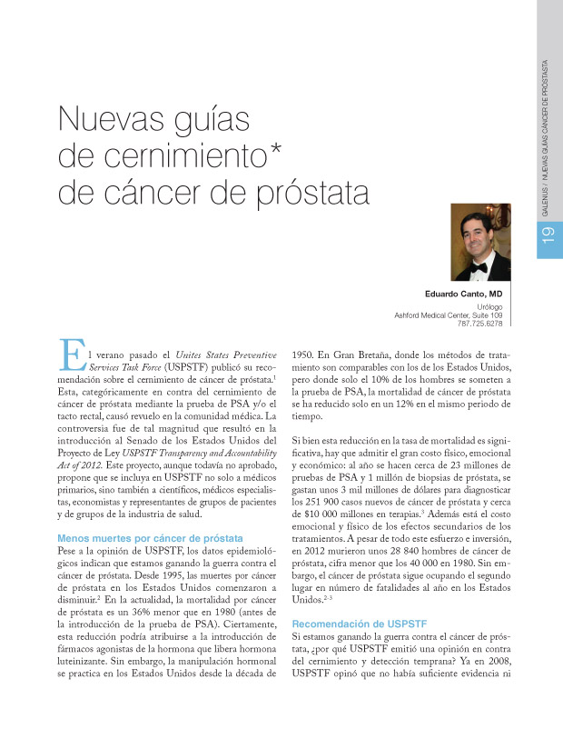 Nuevas guías de cernimiento de cáncer de próstata 