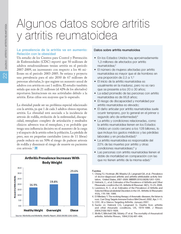 Algunos datos sobre artritis  y artritis reumatoidea 