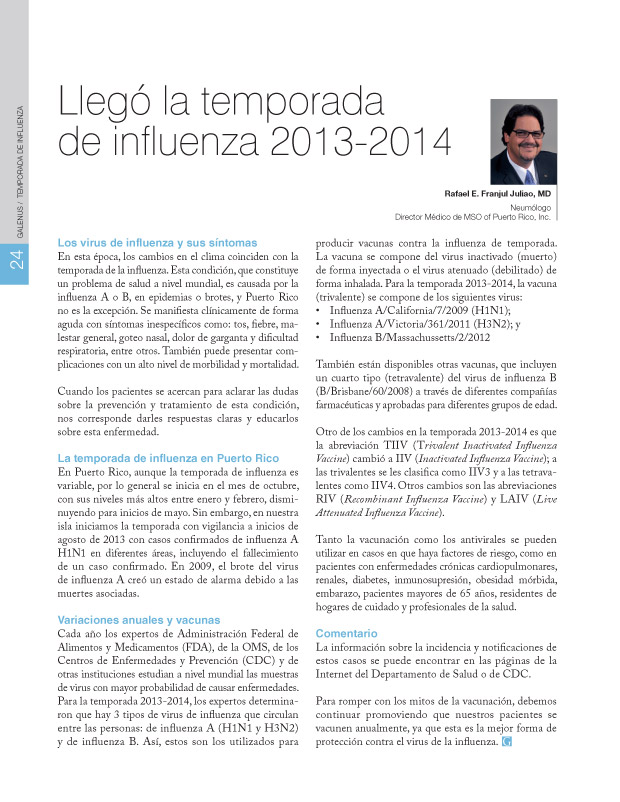 Llegó la temporada  de influenza 2013-2014 