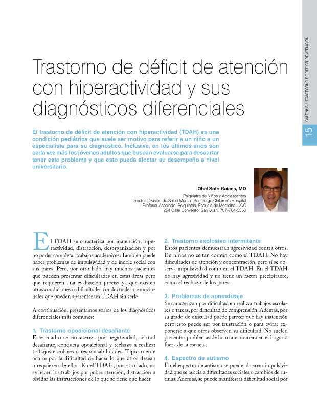 Trastorno de déficit de atención con hiperactividad y sus diagnósticos diferenciales  