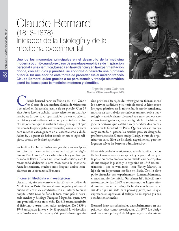 Claude Bernard (1813-1878): Iniciador de la fisiología y de la medicina experimental  