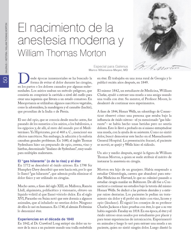 El nacimiento de la anestesia moderna y William Thomas Morton  