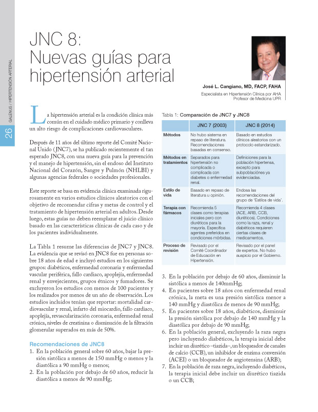 JNC 8: Nuevas guías para hipertensión arterial  