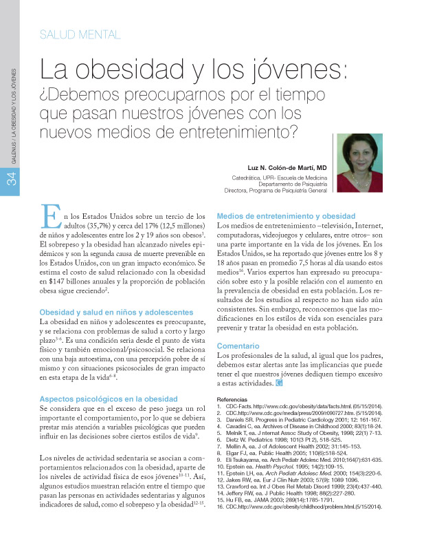 La obesidad y los jóvenes: ¿Debemos preocuparnos por el tiempo que pasan nuestros jóvenes con los nuevos medios de entretenimiento?  