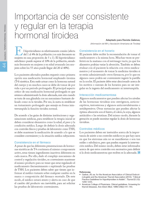 Importancia de ser consistente y regular en la terapia hormonal tiroidea  