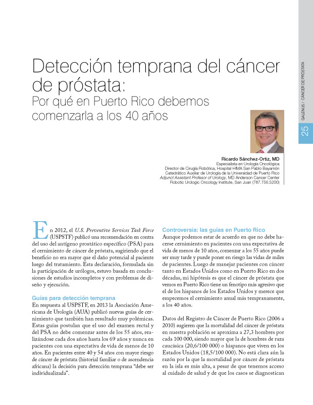 Detección temprana del cáncer de próstata  