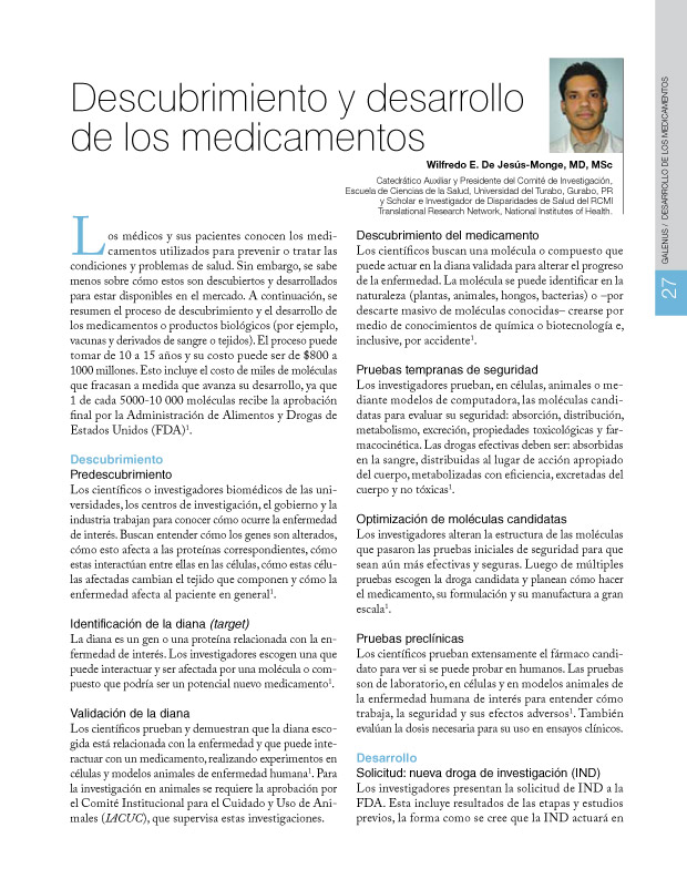 Descubrimiento y desarrollo de los medicamentos  