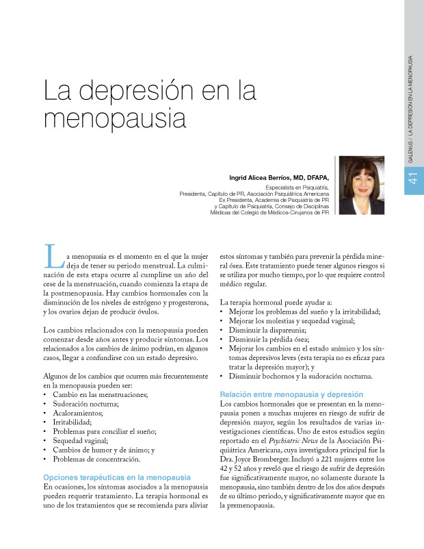 La depresión en la menopausia  
