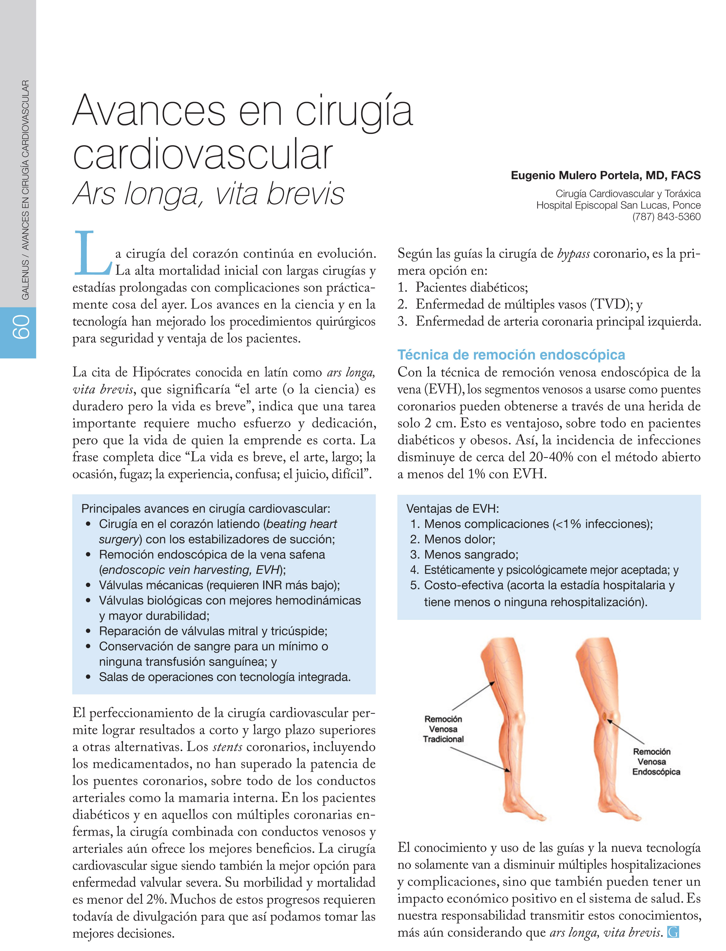 Avances en cirugía cardiovascular  
