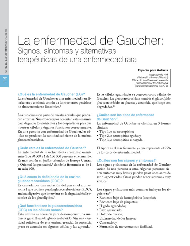 La enfermedad de Gaucher: Signos, síntomas y alternativas terapéuticas de una enfermedad rara 