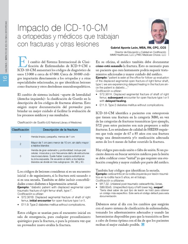Impacto de ICD-10-CM a ortopedas y médicos que trabajan con fracturas y otras lesiones 