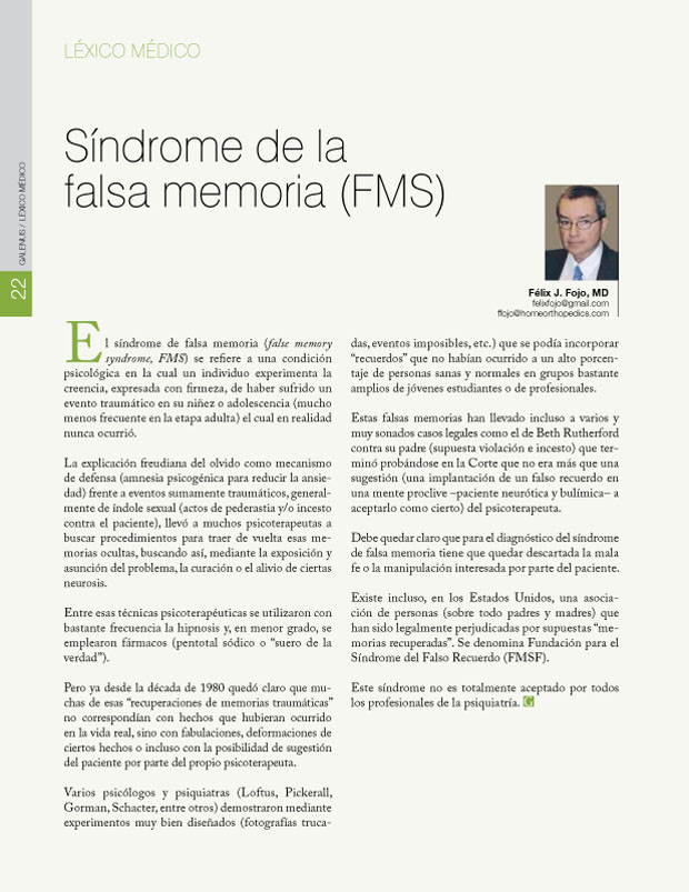 Síndrome de la falsa memoria (FMS) 