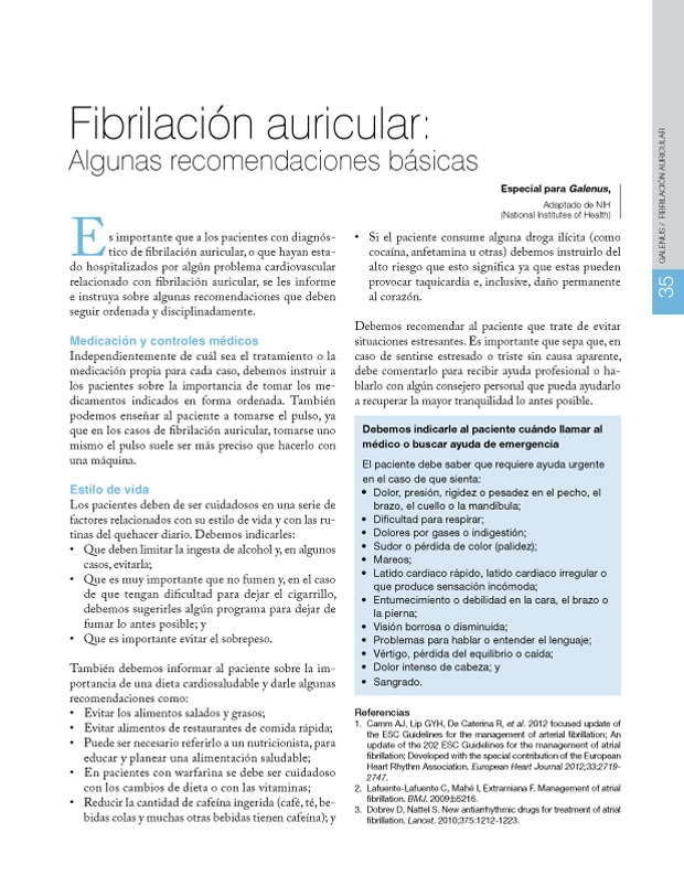 Fibrilación auricular: Algunas recomendaciones básicas 