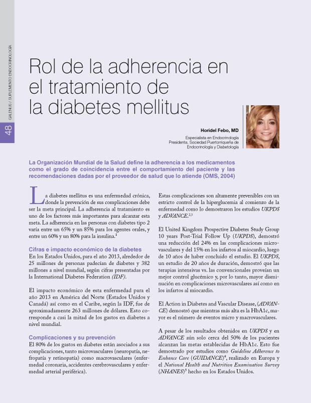 Rol de la adherencia en el tratamiento de la diabetes mellitus 