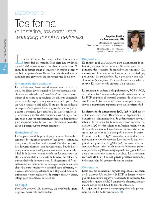 Tos ferina (o tosferina, tos convulsiva, whooping cough o pertussis) 