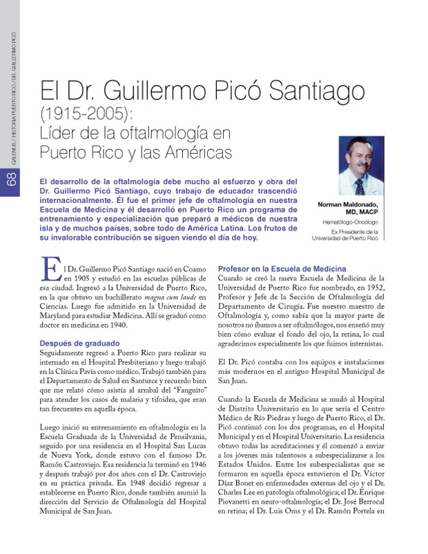 El Dr. Guillermo Picó Santiago (1915-2005): Líder de la oftalmología en Puerto Rico y las Américas 