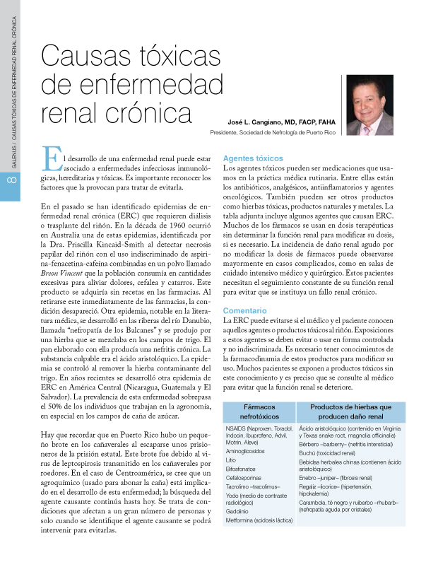 Causas tóxicas de enfermedad renal crónica 